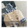 1Pcs Large Capacity Bow Shoulder Bag Multi Functional Korean Style Lace Plaid Backpack Travel Canvas Backpack Book Bag