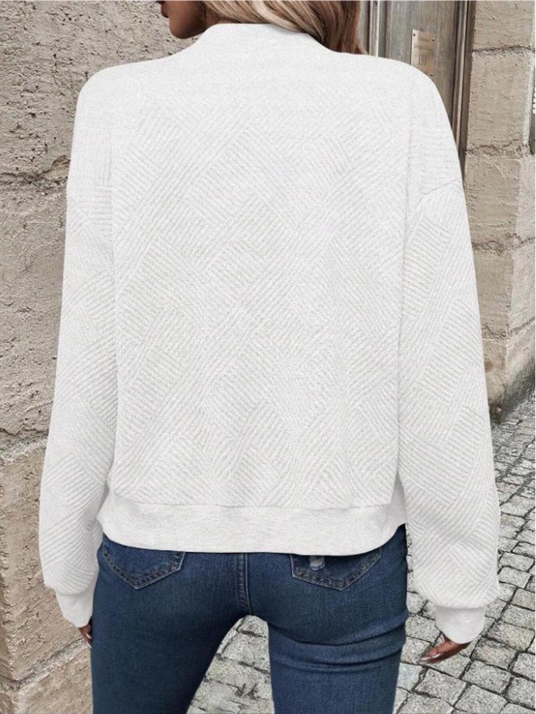 2025 Spring European & American Fashion Half-High Collar Zipper Knit Women's Long-Sleeve Cardigan