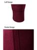 Men's Color Block Velvet-Lined Knit Cardigan with Stand Collar for Fall/Winter