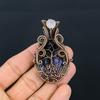 Charoite & Moonstone Gemstone Handmade Pure Copper Wire Wrap Amazing Jewelry Pendant