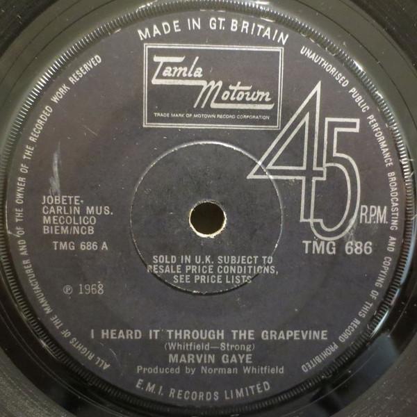 

7inch Record MARVIN GAYE - I Heard It Through The Grapevine TMG686 TAMLA MOTOWN 1969 UK Soul/Funk Used