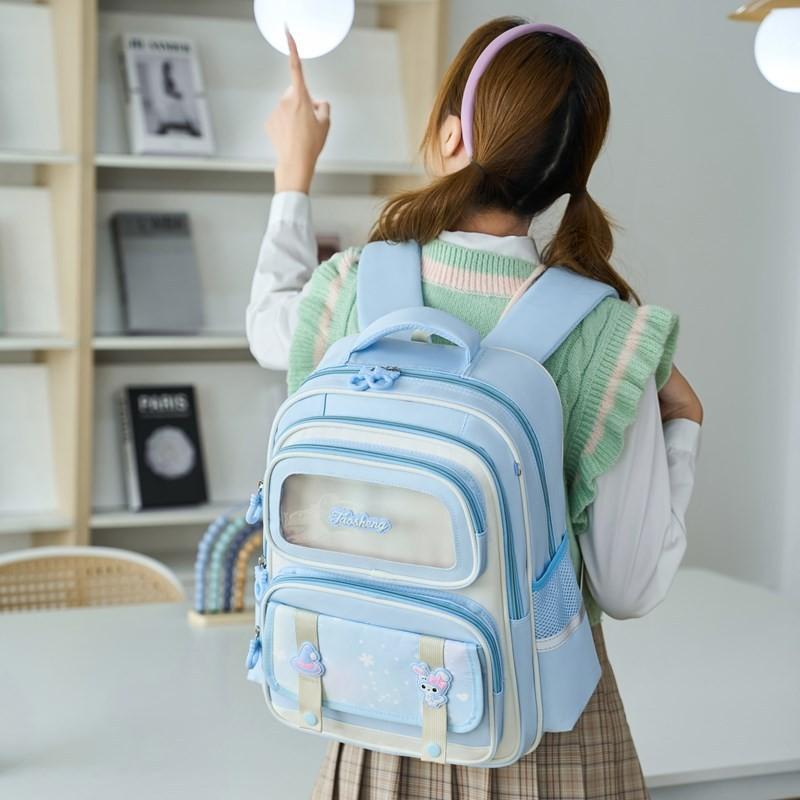 Large Capacity Childrens Backpack For Primary School Kids With Comfortable Air Cushion Straps In Stylish Blue Pink Or Co Purple