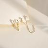 Triple Huggie Stacked Earrings for Women Gold Chain Drop Dangle Earrings Cute Statement CZ Earrings Trendy Dainty Jewelry Gift
