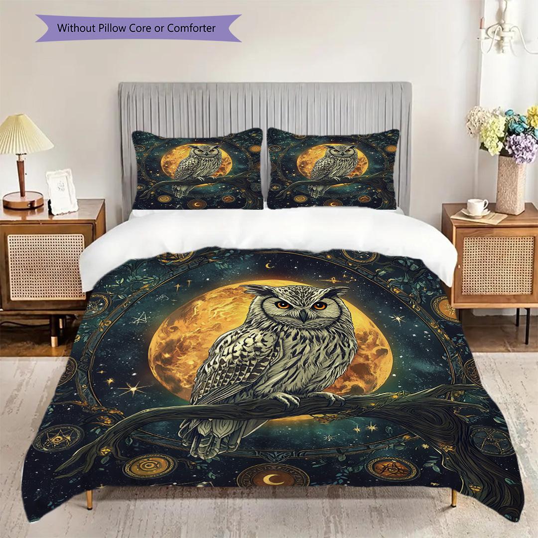 

Owl Pattern Bedding Quilt Set Quilt Cover Pillowcase Home Decoration Birthday Gift (1 * duvet cover + 2 * pillowcase, without core) 135x200cm