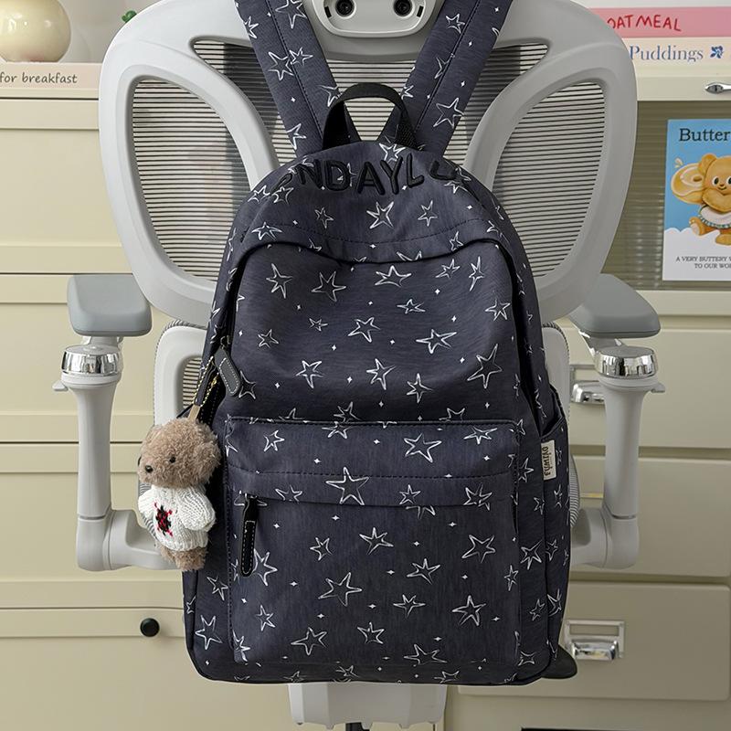 Schoolbag New Japanese Star Printed Backpack Female Student School Bag Lightweight Large Capacity Cute Plush Bear Backpack