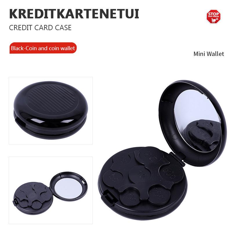 Cutie Mini Creativă de Modă pentru Depozitarea Monedelor Euro cu Oglindă, Portabilă de Călătorie, din Aliaj de Aluminiu, Circulară, Portofel Zero Euro, Portmonee pentru Monede