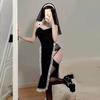 Sexy Lingerie Sexy Cosplay Nun Uniform Cosplay Game Outfit Hollow High Split Nightdress Set