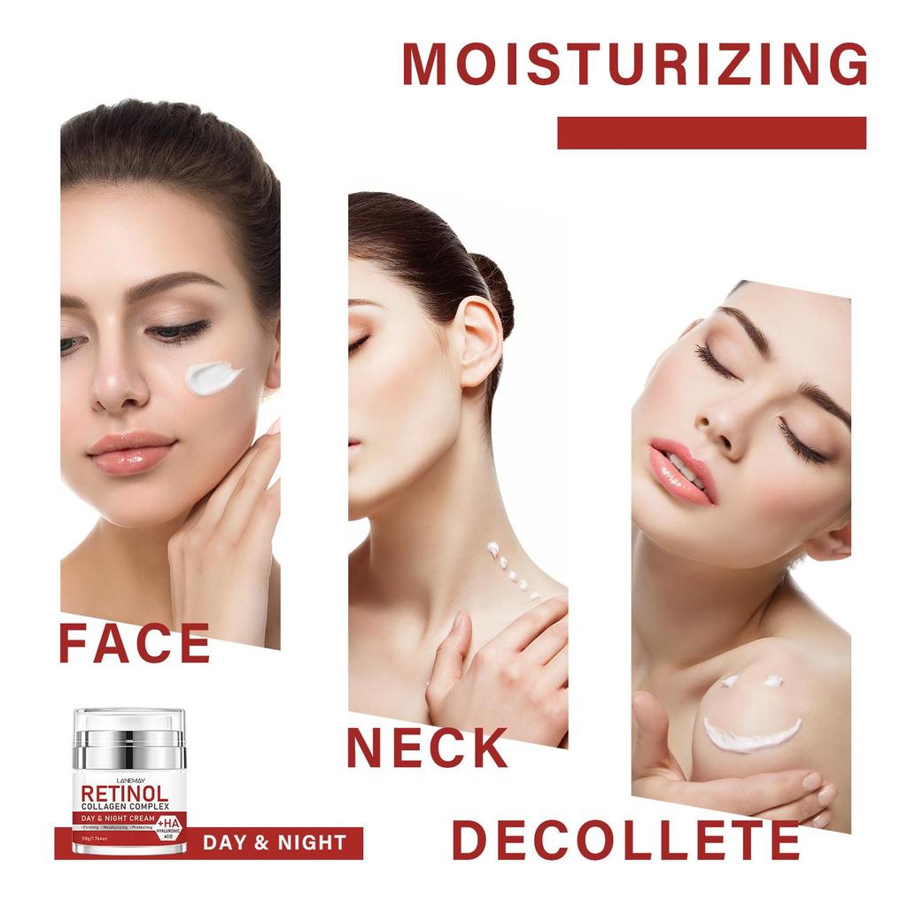 Krem nawilżający na dzień i na noc z retinolem - Nawilżający suchą skórę, Redukujący drobne linie i zmarszczki, Wyrównujący koloryt skóry - Krem do twarzy dla wszystkich typów skóry, 50g