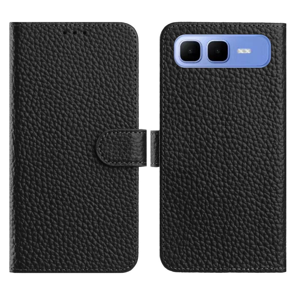 For Infinix Smart 10 Plus Case Wallet Stand Litchi Texture Genuine Cow Leather Flip Phone Cover