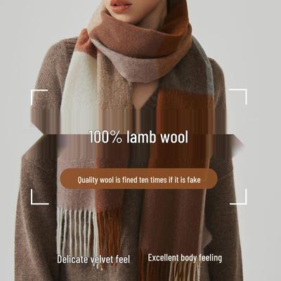 Hochwertiger karierter Wollschal für Damen: Vielseitiger, warmer Schal mit Quasten für Herbst und Winter