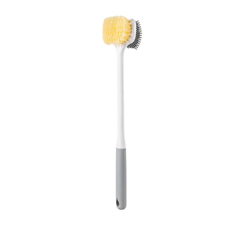 Long-Handled Double-Sided Soft Bristle Foot and Back Scrubber with Exfoliating Grinder for Bathroom.