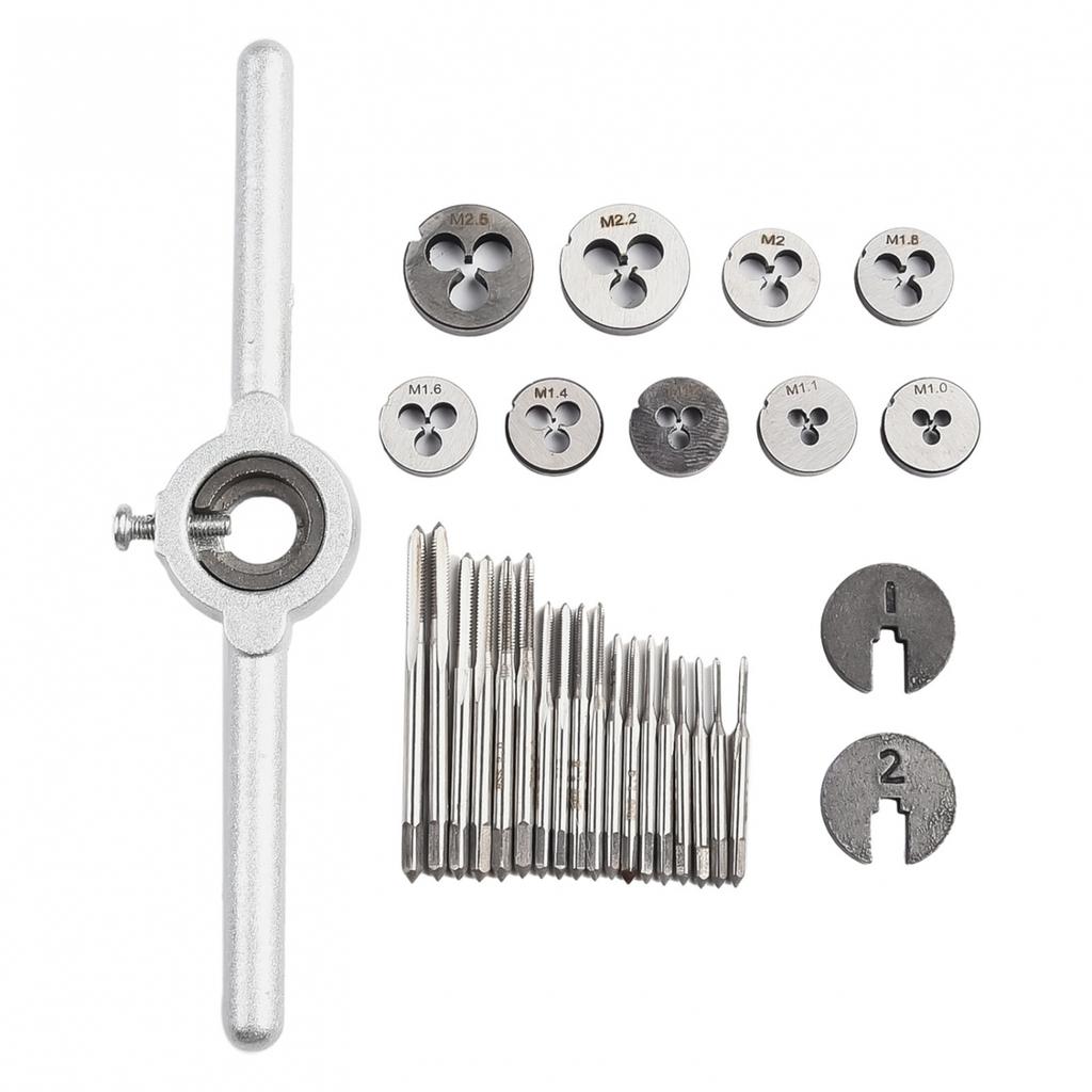 31Pcs M1-M2.5 HSS Metric Tap and Die Set Screw Thread Plugs Taps Tapping Tools