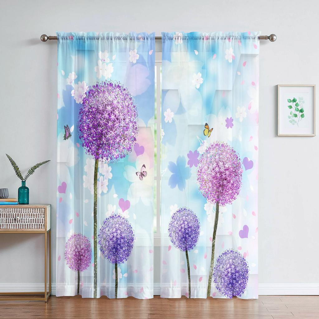 Romantyczna Różana Kwiatowa Żółte Kwiaty Przezroczysta Woalowa Zasłona do Salonu Domowej Kuchni Zielone Liście Motyl Okienna Tiulowa Zasłona