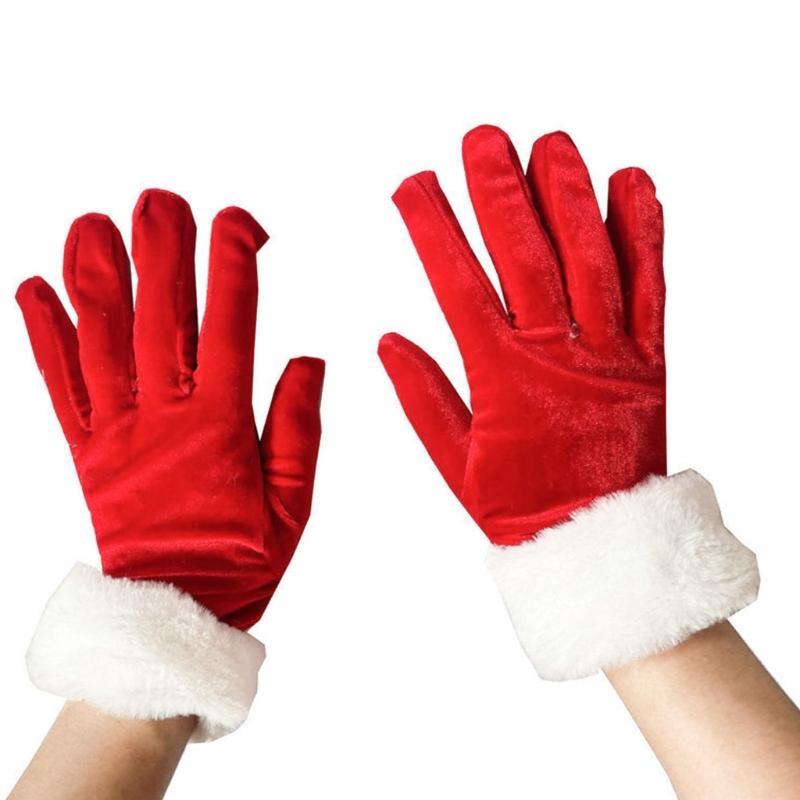 Winter Warm Stretchy Mittens Adult Christmas Cosplay Santa Full Finger Gloves Knit Gloves for Cold Weather Cycling