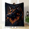 German Shepherd Illustration Art Patterned Flannel Blanket Perfect for the Bedroom Living Room, Sofa, or a Little Nap