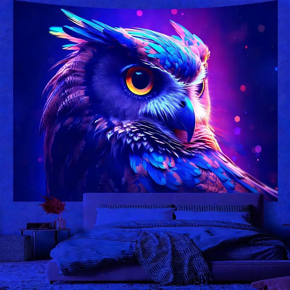 Fluorescent Tapestries With Majestic Bird Designs Uv Reaction Tapestry Background Decoration  Bedroom Party Decoration