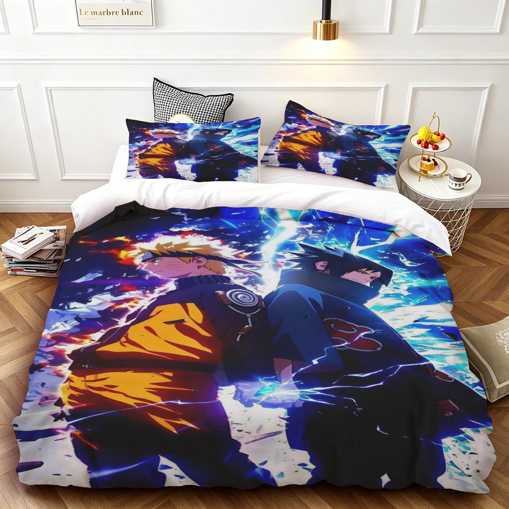 Child Duvet Cover Set Naruto Cartoon Quilt Cover Bedding Set Soft and Comfortable for Bedroom Gifts Queen King