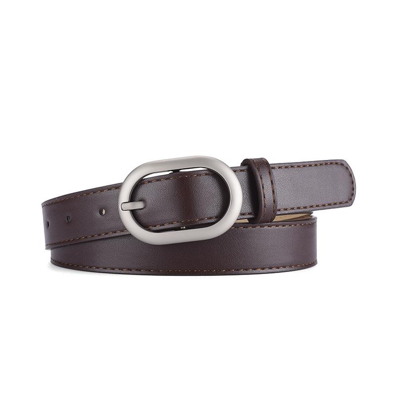 Women's oval PU belt with outer waistband