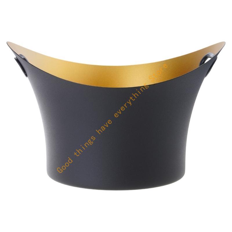 Elegant Stainless Ice Bucket with Handle Large Capacity Ingot Ice Pail Ice Container for Parties and Picnics 55KF