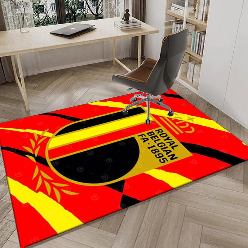 Belgium Football Crest Emblem Area Rug Office rug, Chair Rug, Decor Carpet Livingroom bedroom Mat, Large Size Fan gifts Christmas gifts