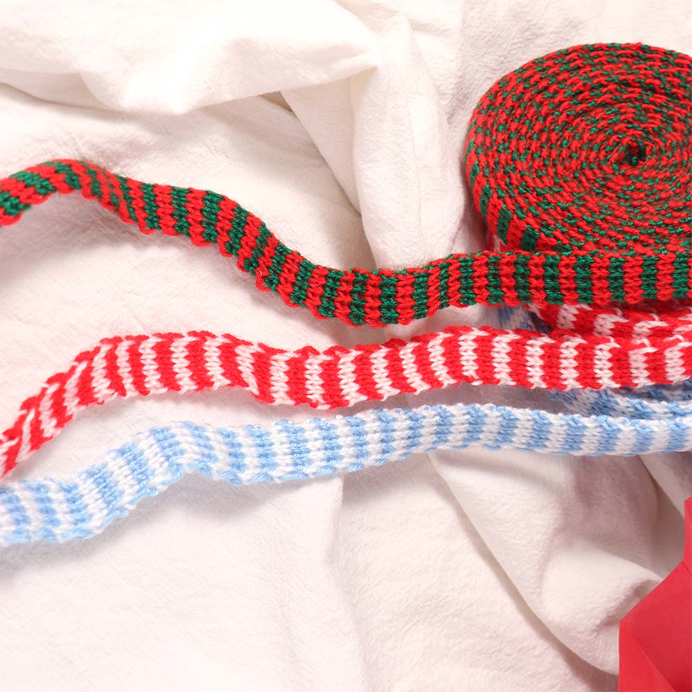 Handmade Woolen Yarn Ribbon Classical Stripe Ribbon Christmas Knitting Ribbon Christmas Decoration