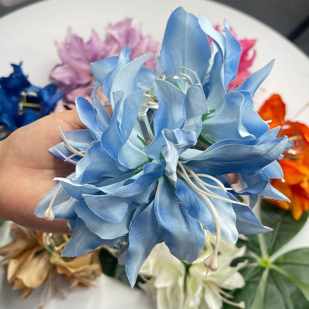 Korean Artificial Flowers Hair Claw Clip Strong Hold Realistic Nonslip Claw Clap Fairy Shark Clips Vacation Photoshoot