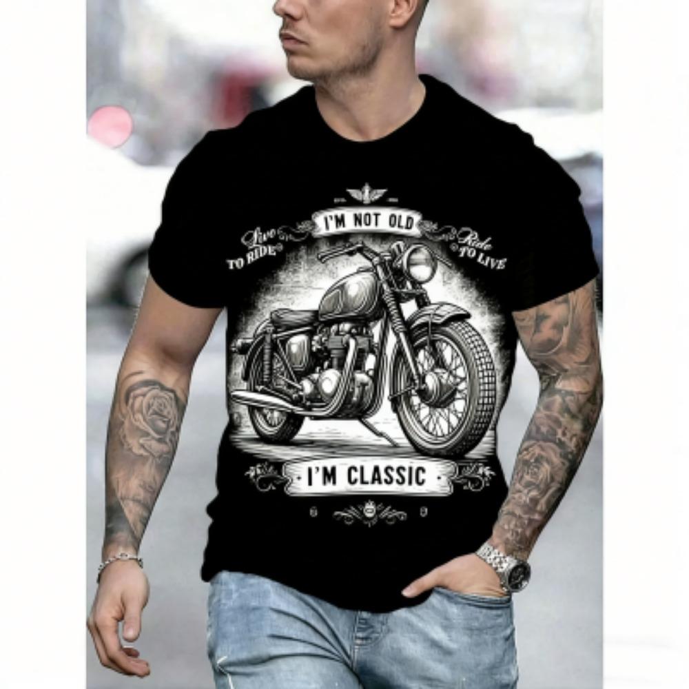 Europe America Summer Men's T-Shirt Motorcycle 3D Print Tees Top Loose Short Sleeve Streetwear Plus Size Women T-shirt