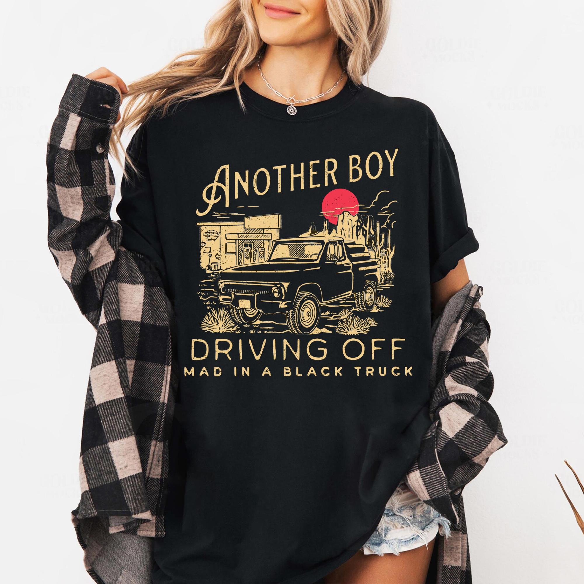 

Boy Driving Black Truck Graphic Printed Tshirt Womens SpringSummer Fashion Trend Pure Cotton Top Neutral Short Sleeve Tshirt S