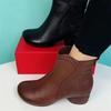 Retro soft leather short boots autumn and winter new cotton boots soft sole non-slip warm snow boots thick heel velvet shoes