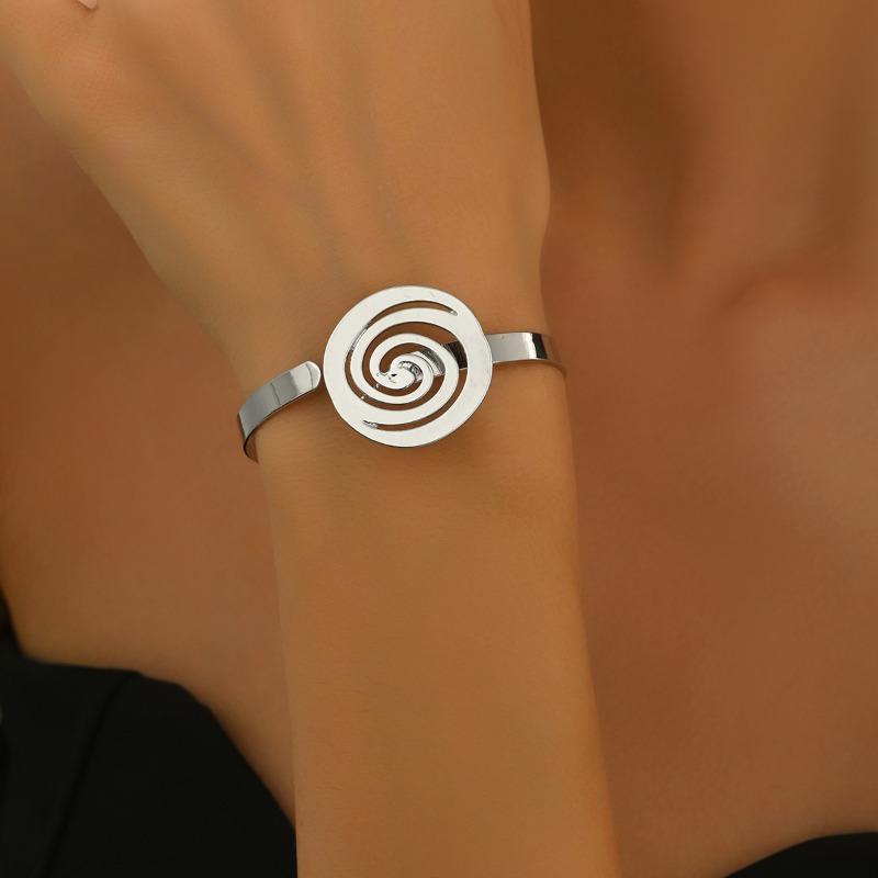 Fashion exaggerated irregular vortex design sense open ring alloy geometric spiral bracelet set women