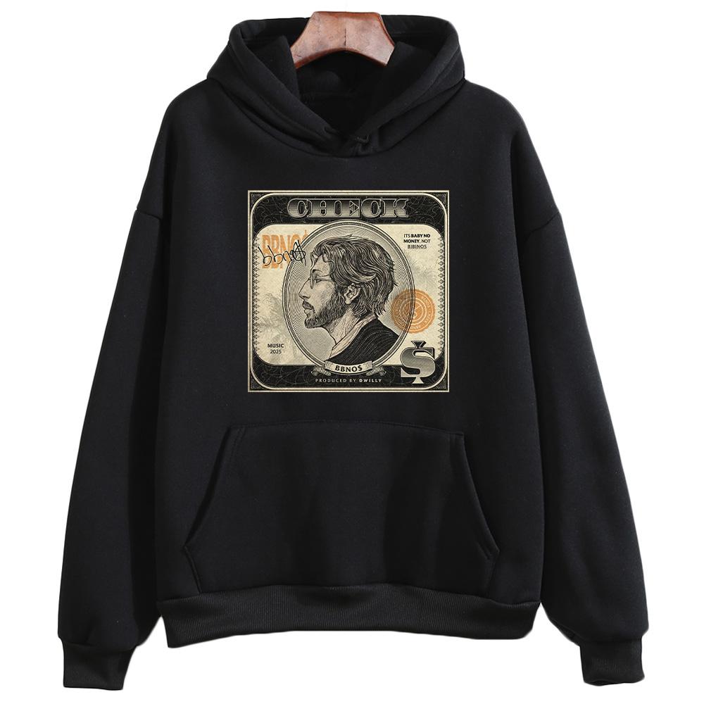 

Худи Bbno$ Check Fan Tour 2025 Женское Мужское Винтажное Повседневное Толстовка Новая Эстетика Креативный Пуловер Мода Уличная Одежда M чёрный