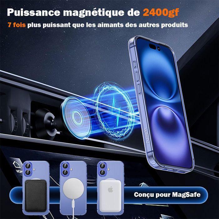 Coque de téléphone - WENZYLIQUOX - iPhone 16 Plus - MagSafe - Verre trempé - Bumper TPU antichoc