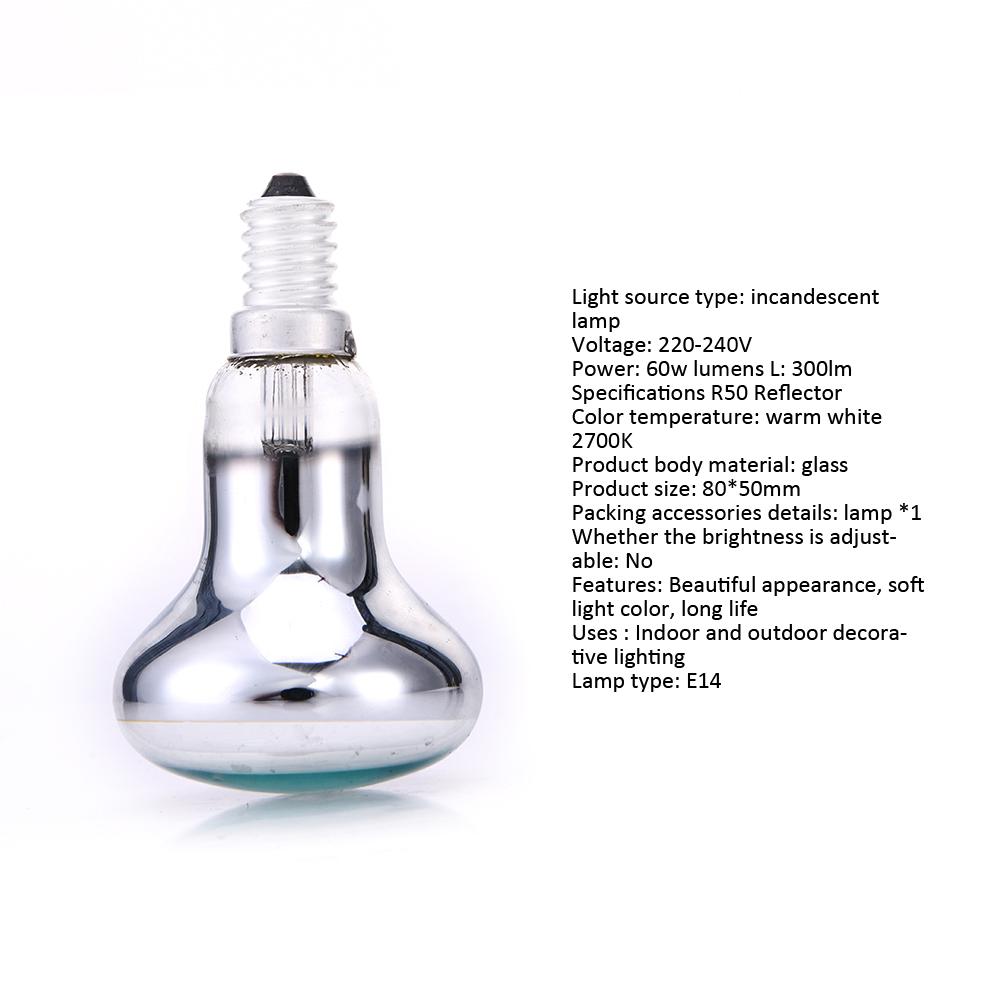 60W 300lm E14 Edison Glühbirne 220-240V Transparent Innen Lava Lampe Glühbirne R50 Reflektorpunkt Birne J2
