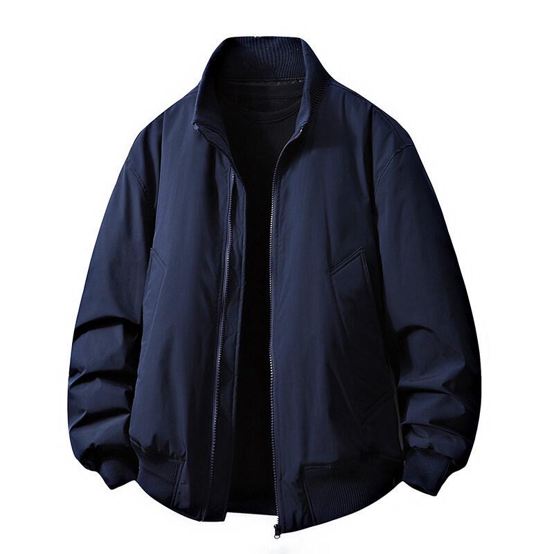 Herren Herbst Einfarbig Doppelreißverschluss Stehkragen Lässig Locker Jacke