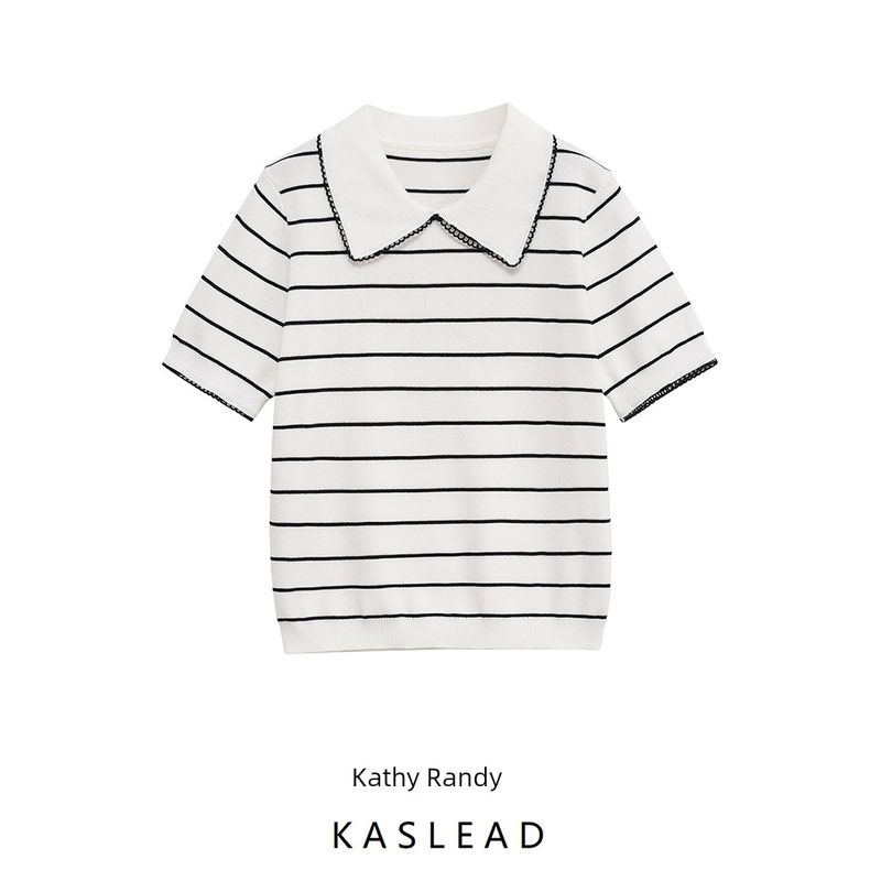 Kaslead New Arrival Women's Clothing Fashion Style Fashion All-Match Lapel Casual Knitting Tops 2142040