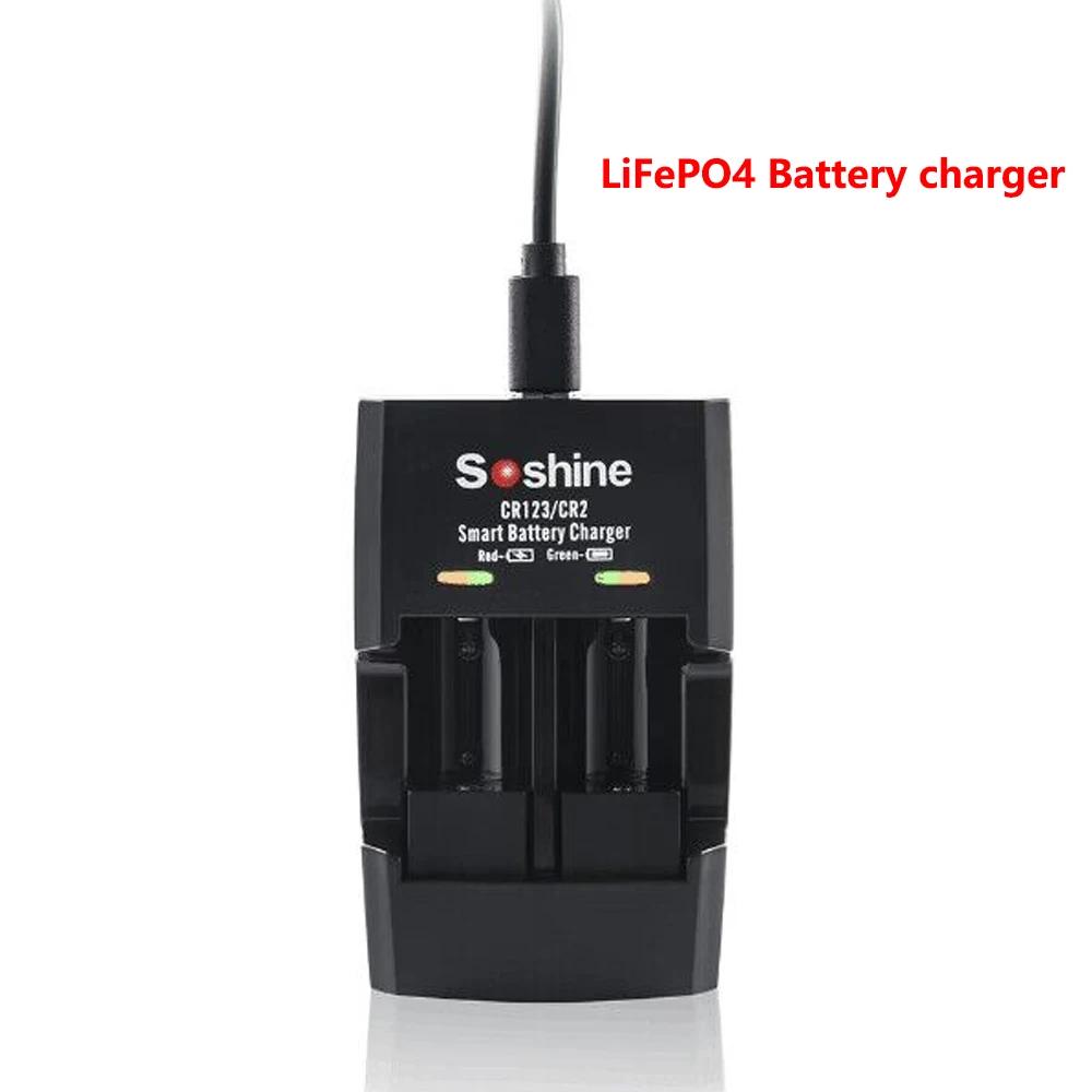 Soshine CR2 Rechargeable Battery and Charger 3.2V 300mAh LiFePo4 Battery for Rangefinders Telescopes Electric Toys Smoke Alarms