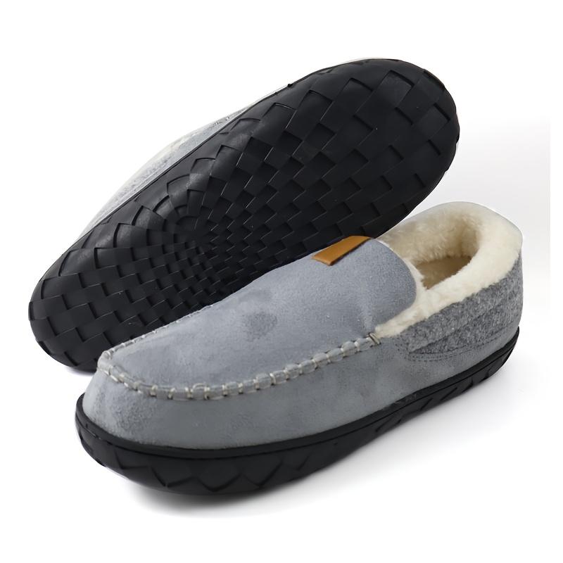 Men'S Thickened Indoor Slippers, Vintage Casual Fashion, Soft Sole, Round Toe, EVA Sole, Fabric Upper and Inner, for Winter Daily Casual Wear
