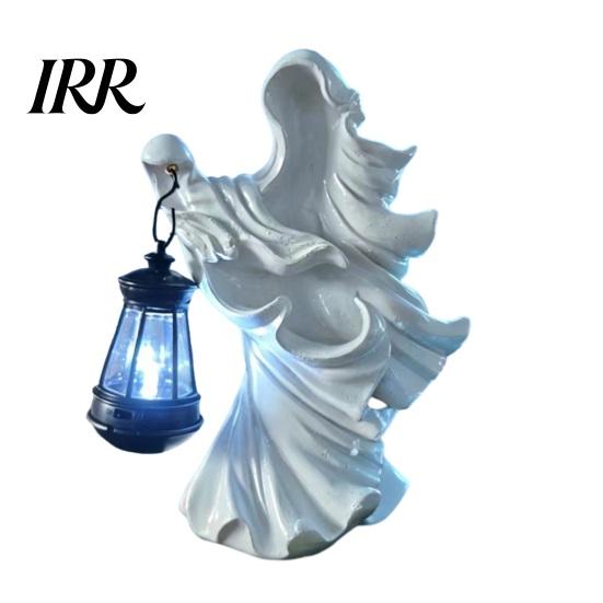 Waterproof Halloween Decor Witch Resin Lantern, Gothic Ghoul Terrifying LED Night Light, Ghost Decoration Hell Reaper Spooky Tabletop