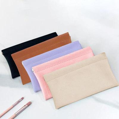 Self-closing First-layer PU Leather Long Wallet Passport Driver's License Document Holder Data Cable Cosmetic Bag