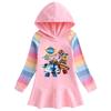 Girls' Ruffle Rainbow Princess Hoodie Dress with Long Sleeves for Spring and Autumn