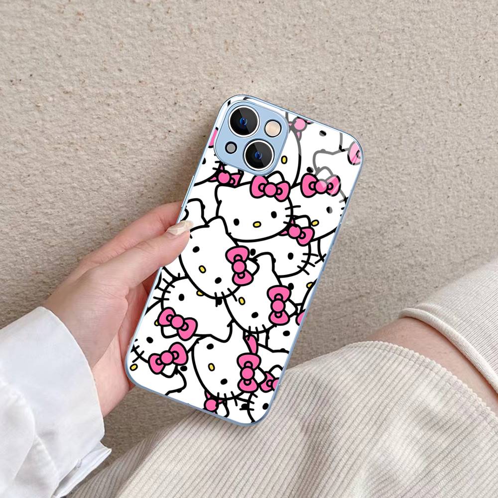 H-Hello Kitty For IPhone 14 13 12 Mini 11 Pro XS Max X XR 14 Plus Tempered Glass Cover