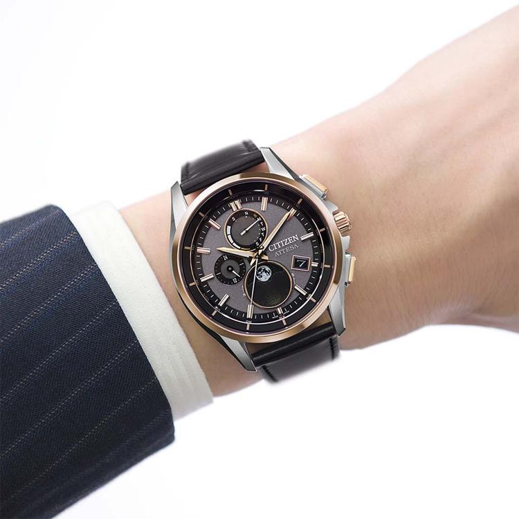 Citizen Attesa 100m Water Resistant Solar Quartz Movement Cow Leather Strap Watch Men's Watches BY1004-17X