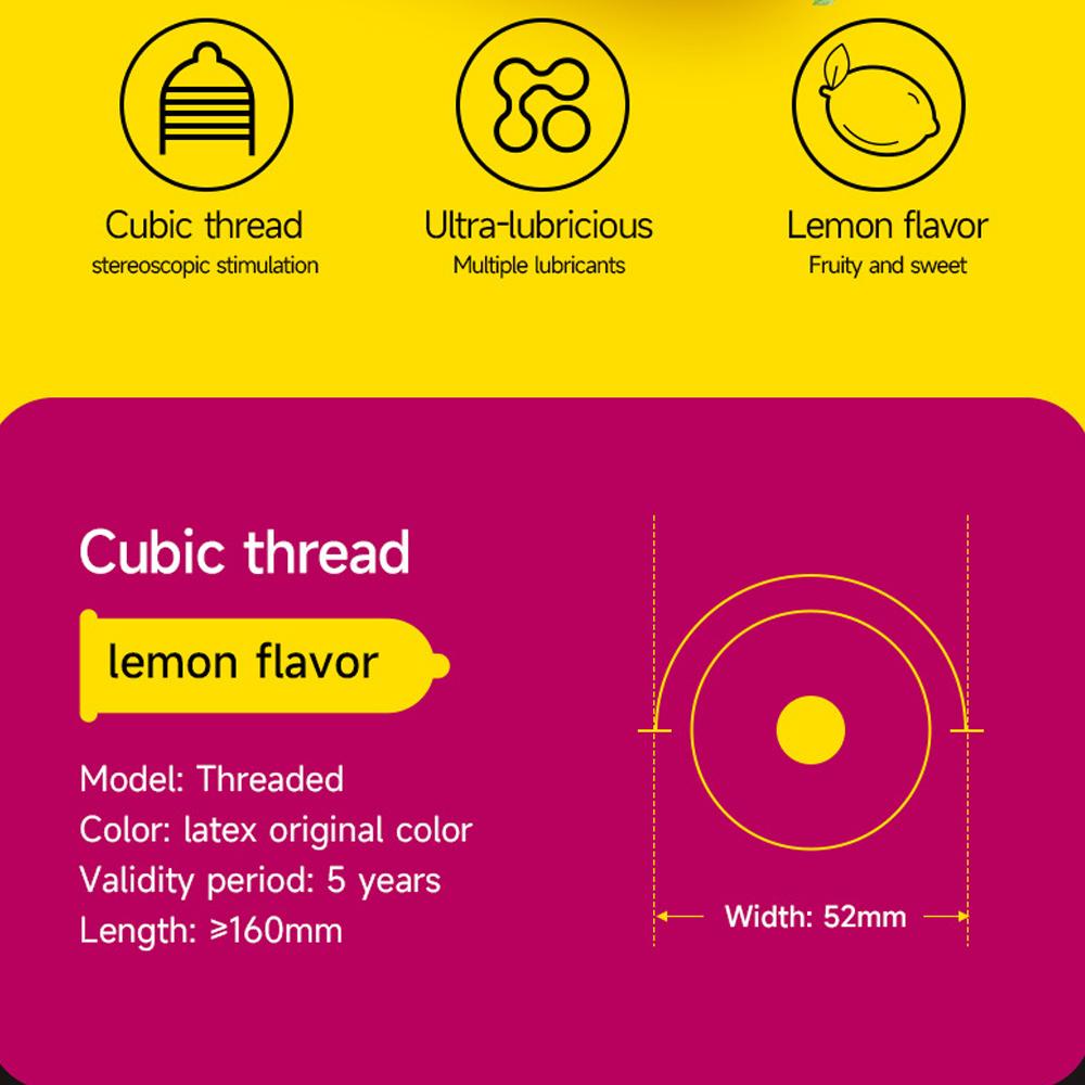 Ultra-thin Condom Natural Latex Condom 52mm Lemon Flavor Safe Sex Sex Product for Male