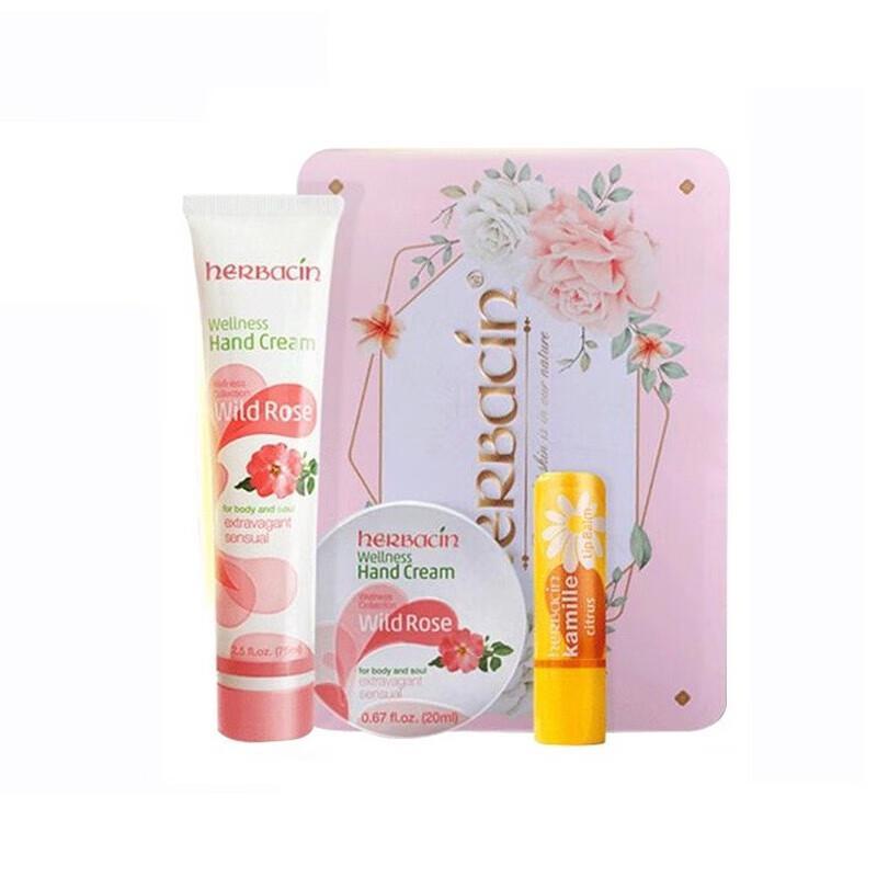 Herbacin Rose & Chamomile Hand Cream & Lip Balm 3-Piece Set