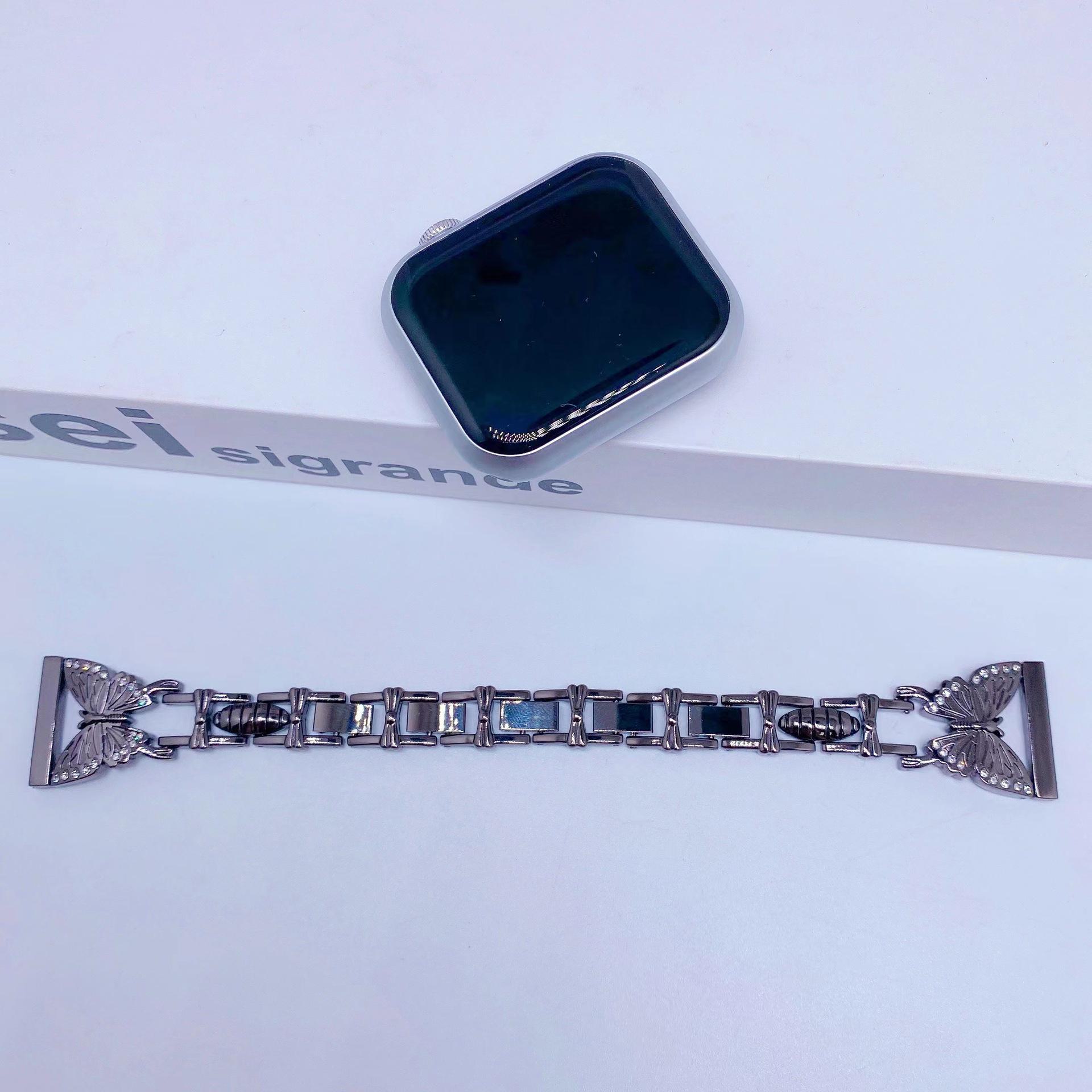 

Модный металлический ремешок-цепочка с бабочками, инкрустированный бриллиантами, для Samsung Galaxy Watch 4 и Active2 20MM