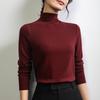 Slim-fit Cotton Wool Sweater Women's Autumn and Winter New Semi-turtleneck Polished Bottoming Shirt Women's Warm and Velvet Inner