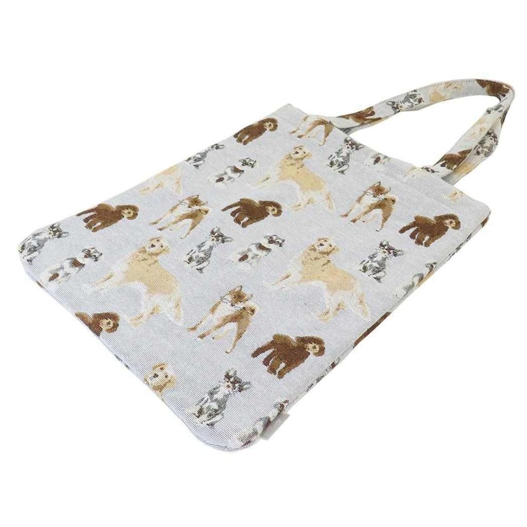 Friends Hill Toridori Gallery Gussetless Tote Bag, Many Dog, Gray, BW-103-333