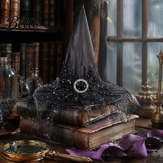 Mystischer Zauberer Requisite Gotischer Hexenhut für Damen 15 Zoll Cosplay Halloween Accessoires Kostümparty Maskenball Karneval Bühnenauftritt