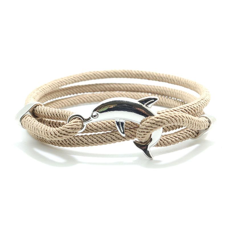 New Dolphin Bracelet Men 4mm Nylon Cord Chain Braclet Homme Bohemia Woven Adjustable Braslet Beach Leisure Accessories Pulseira