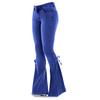 Women Jeans Mid Waist Bandage Wide Leg Butt-lifted Lady Jeans for Daily Wear